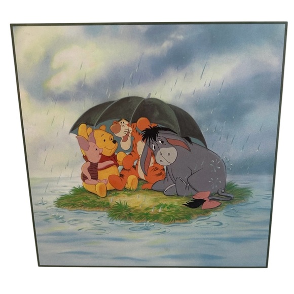 Vtg DISNEY Pooh Bear & Friends Spring Framed Matted Wall Art Four Seasons Series - Picture 2 of 6